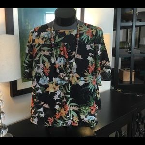 NY Collection Floral Print Blouse